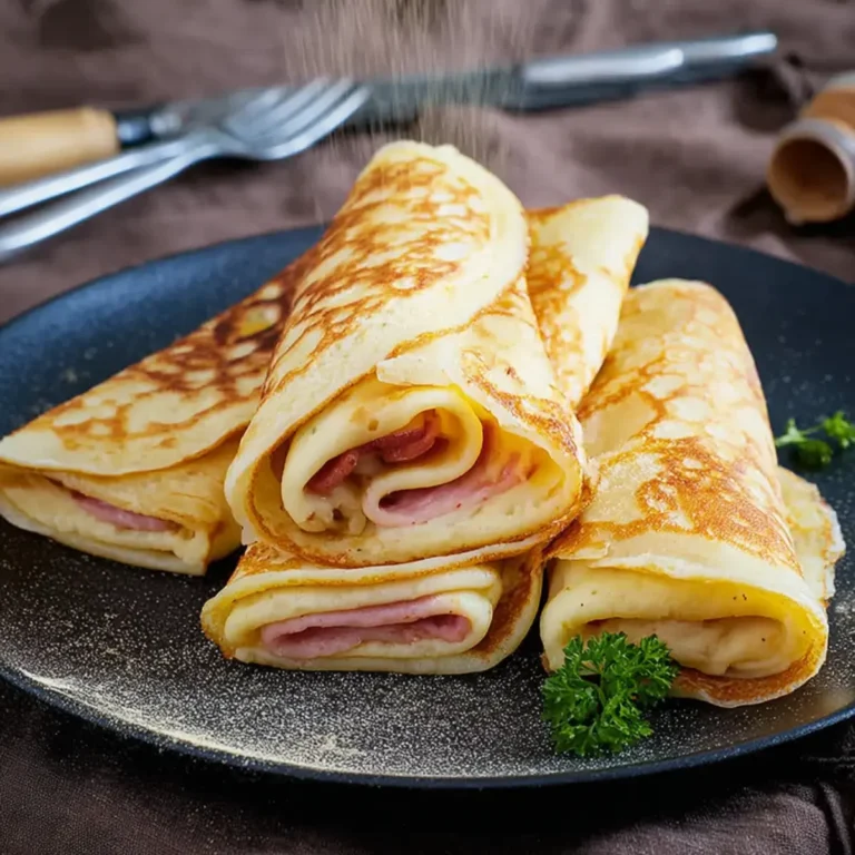 Deftige Pfannkuchen mit Käse Schinken Füllung