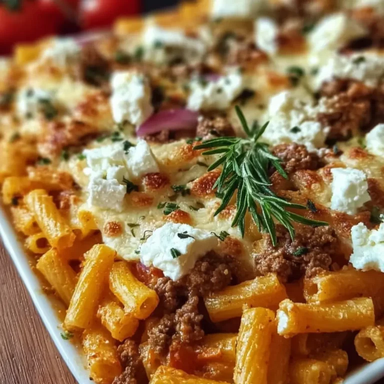 Griechischer Nudel Auflauf mit Feta und Hackfleisch