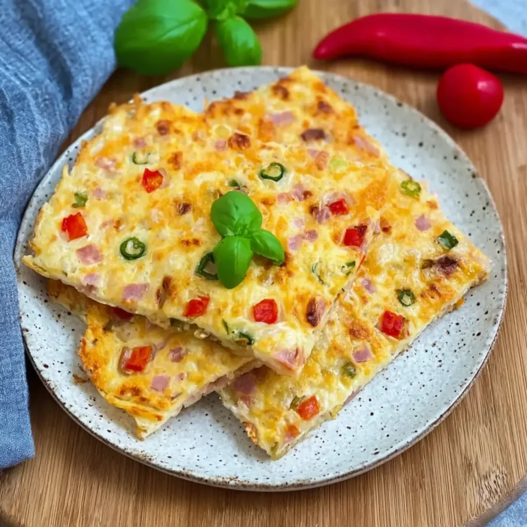 Herzhafter Ofenpfannkuchen mit Schinken und Käse