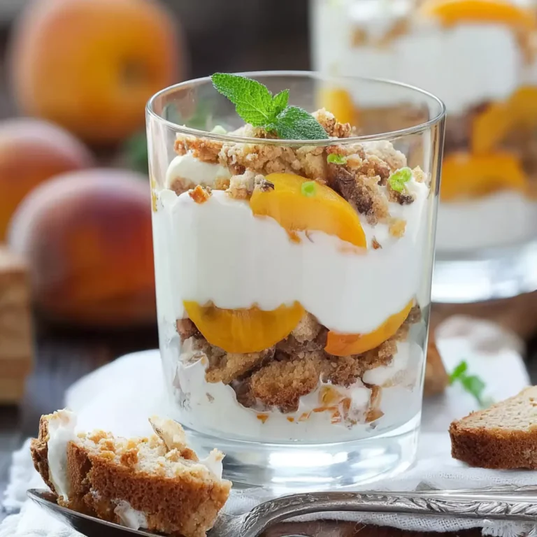 Joghurt Cantuccini Dessert mit Pfirsichen
