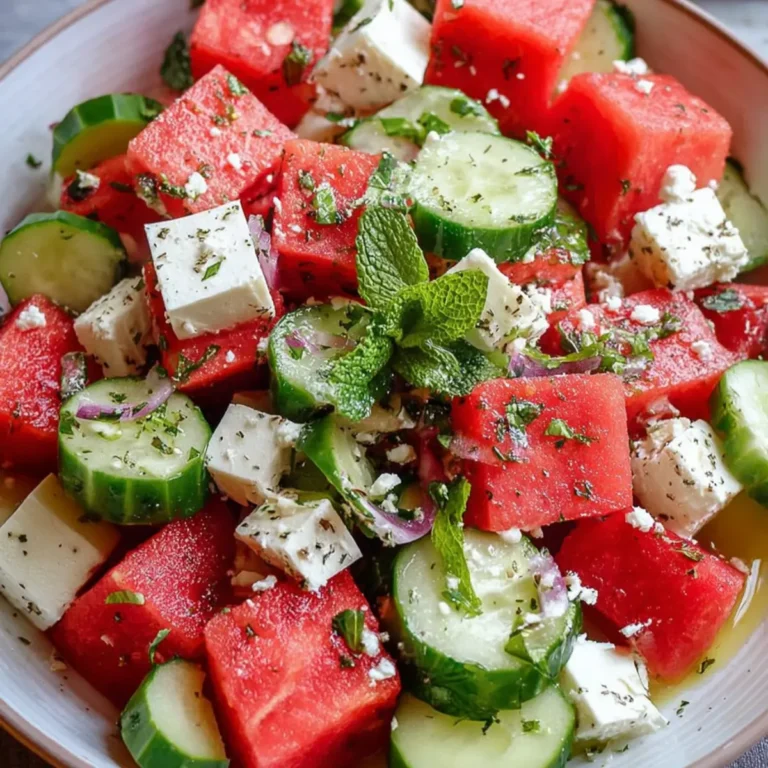 Wassermelonen Gurken Feta Salat