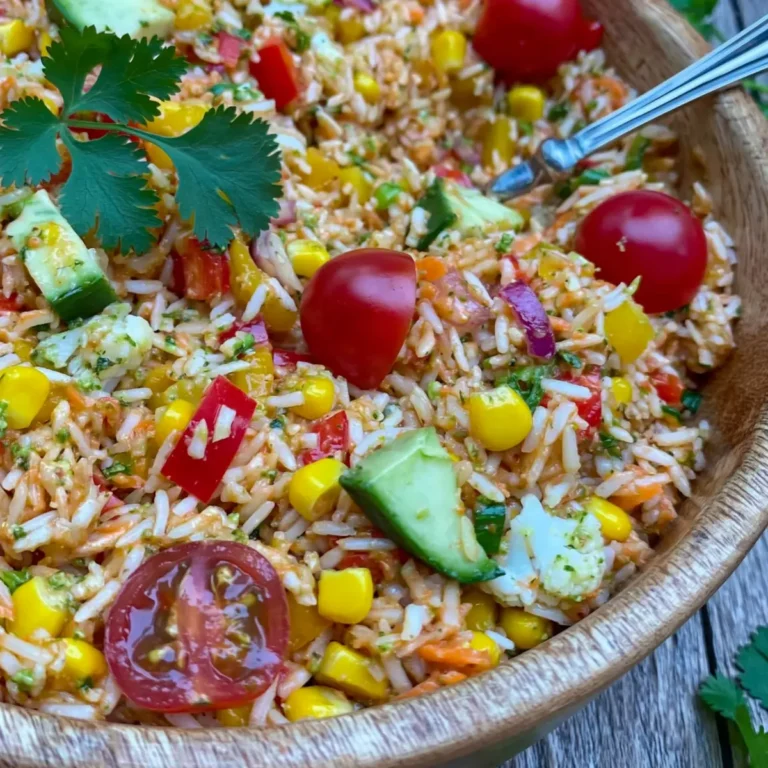 Bunter Reissalat mit Pesto Dressing