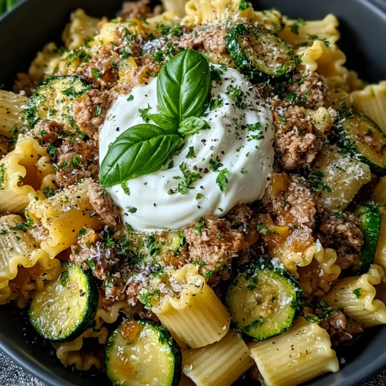 Hackfleisch Pasta mit Zucchini & Joghurt