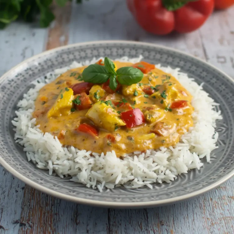 Paprika Hähnchen Geschnetzeltes mit Kokos