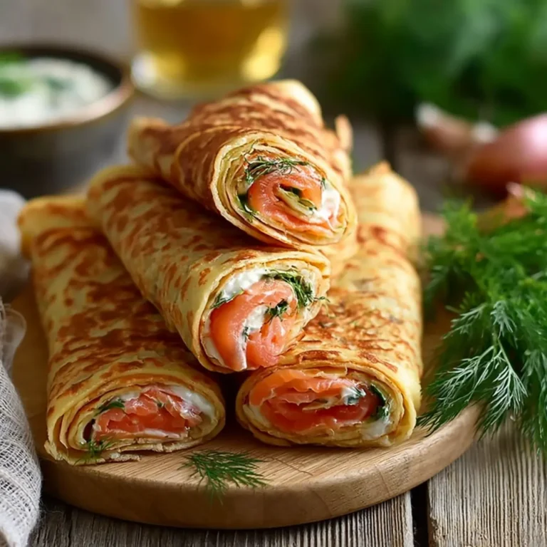 Pfannkuchen Wraps mit Lachs & Frischkäse