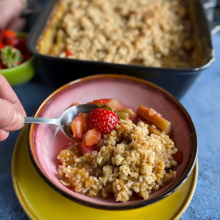 Rhabarber Crumble mit Erdbeeren
