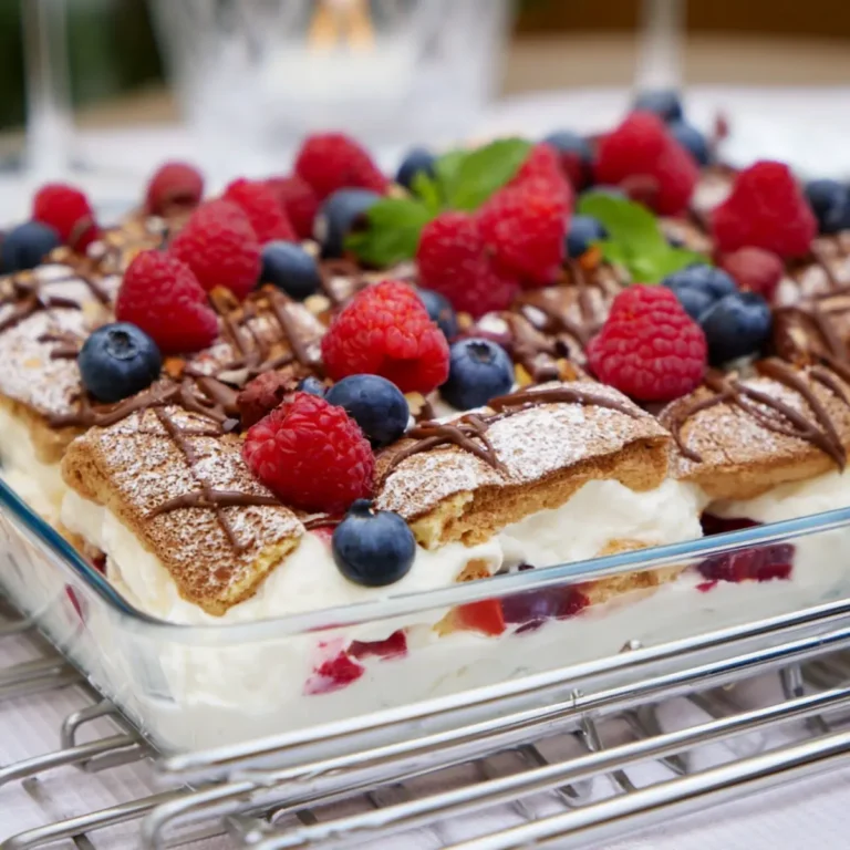 Schokokuss Nachtisch mit Quark und Beeren