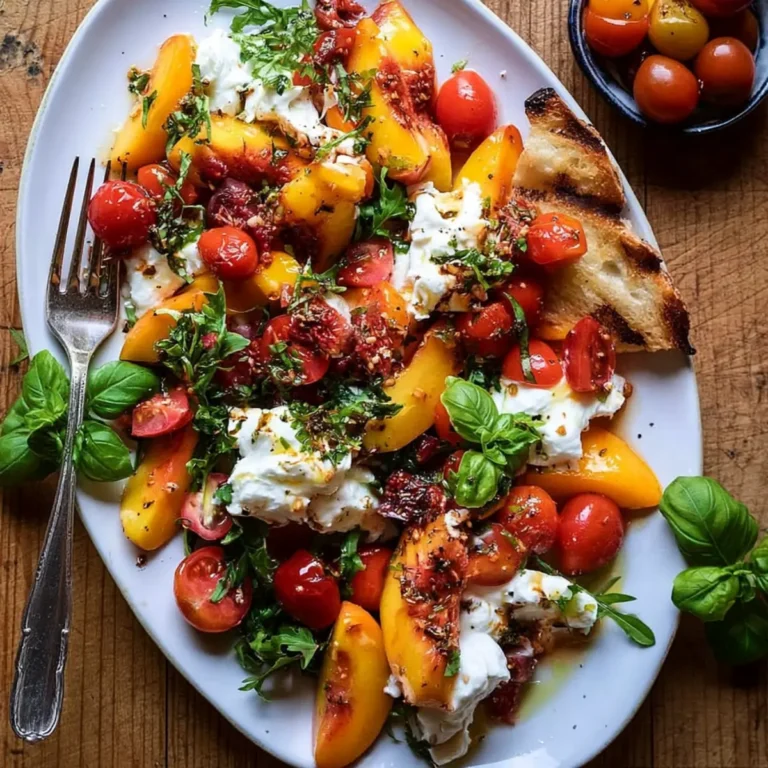 Tomaten , Pfirsich und Burrata Salat