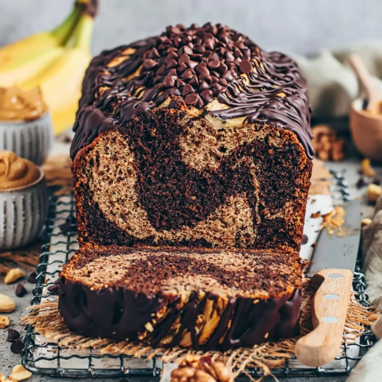 Veganes Marmor Bananenbrot mit Erdnussbutter