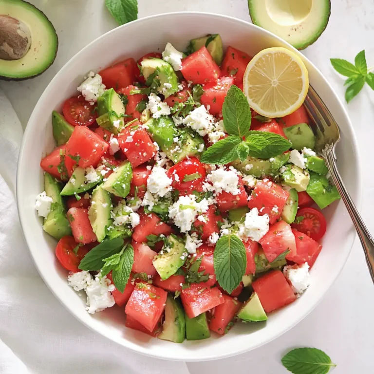 Wassermelonensalat mit Feta und Avocado