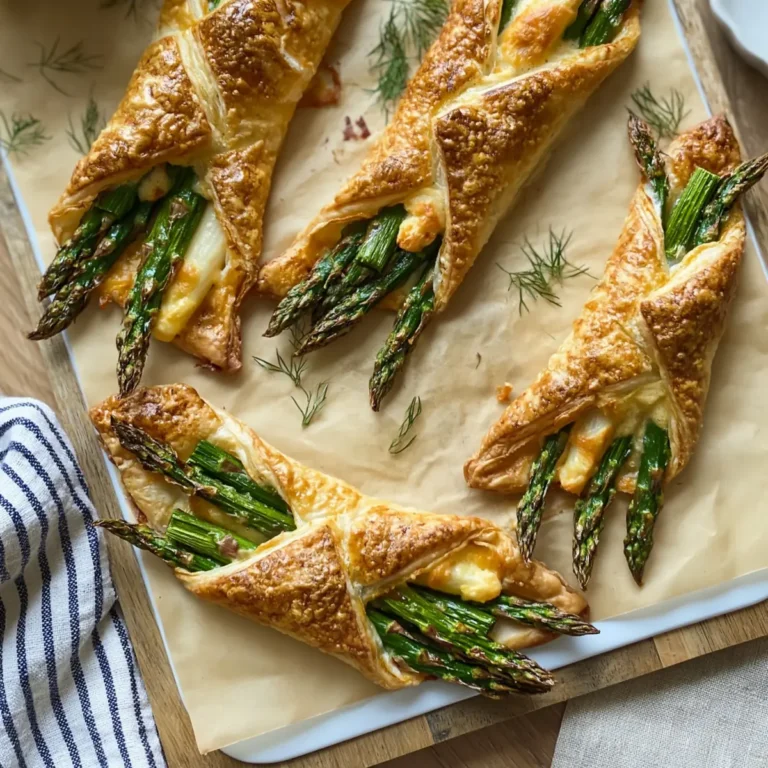Grüner Spargel im Blätterteigmantel