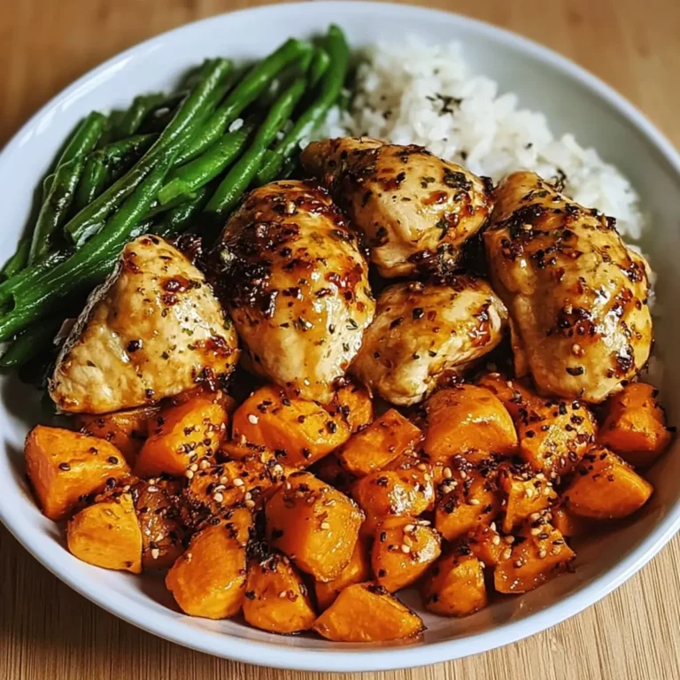 Honig Knoblauch Hähnchen mit Süßkartoffeln