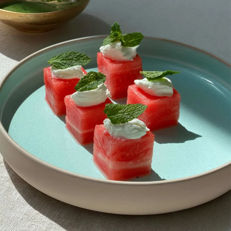 Wassermelonenstücke mit Minz Feta